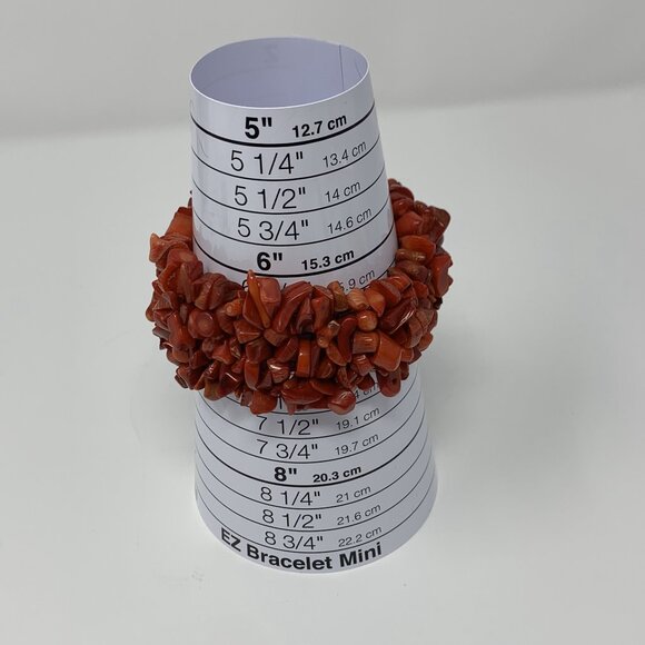 Red Sciacca Coral Chip Beaded Stretch Cuff Bracelet - Picture 8 of 9